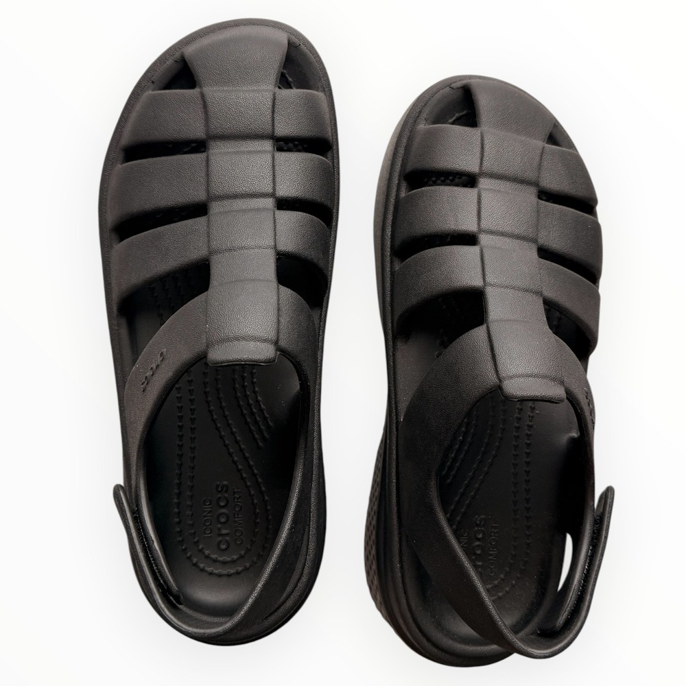 Crocs Stomp Fisherman Sandal Black Platform Caged Gladiator Chunky Women's 6 - Picture 10 of 10